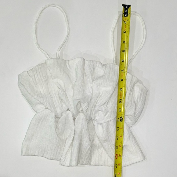 ZARA Ruched Smocked Crop top ruffled & gathered Tank Top Spaghetti Strap Cami M - Picture 6 of 9